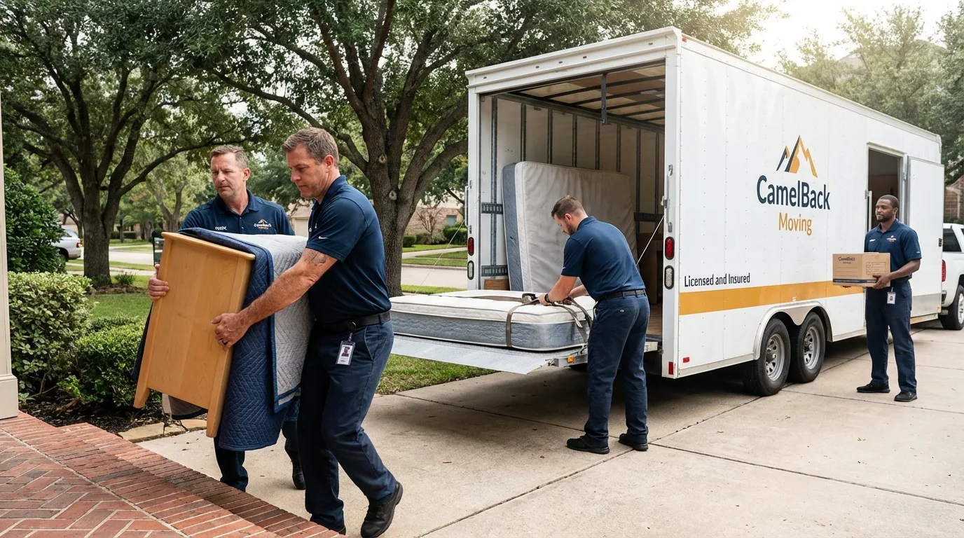 Crew loading residential truck for cross-state move from Kayenta, AZ