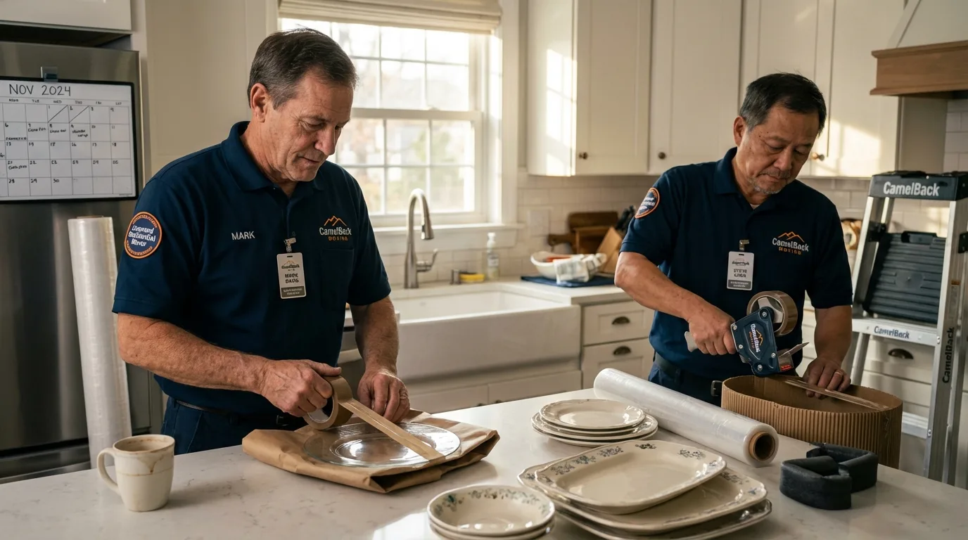 Professional crew packing kitchen dishware in Kayenta, AZ
